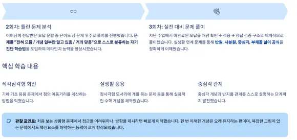 수업 직후 제공되는 수업 리포트