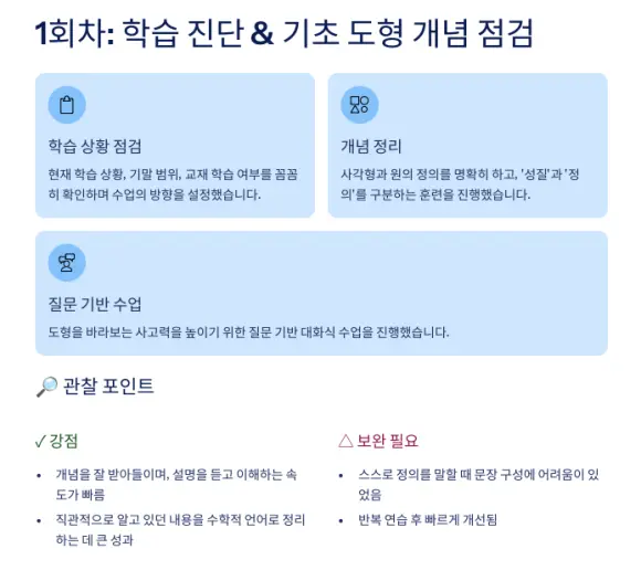 수업 직후 제공되는 수업 리포트