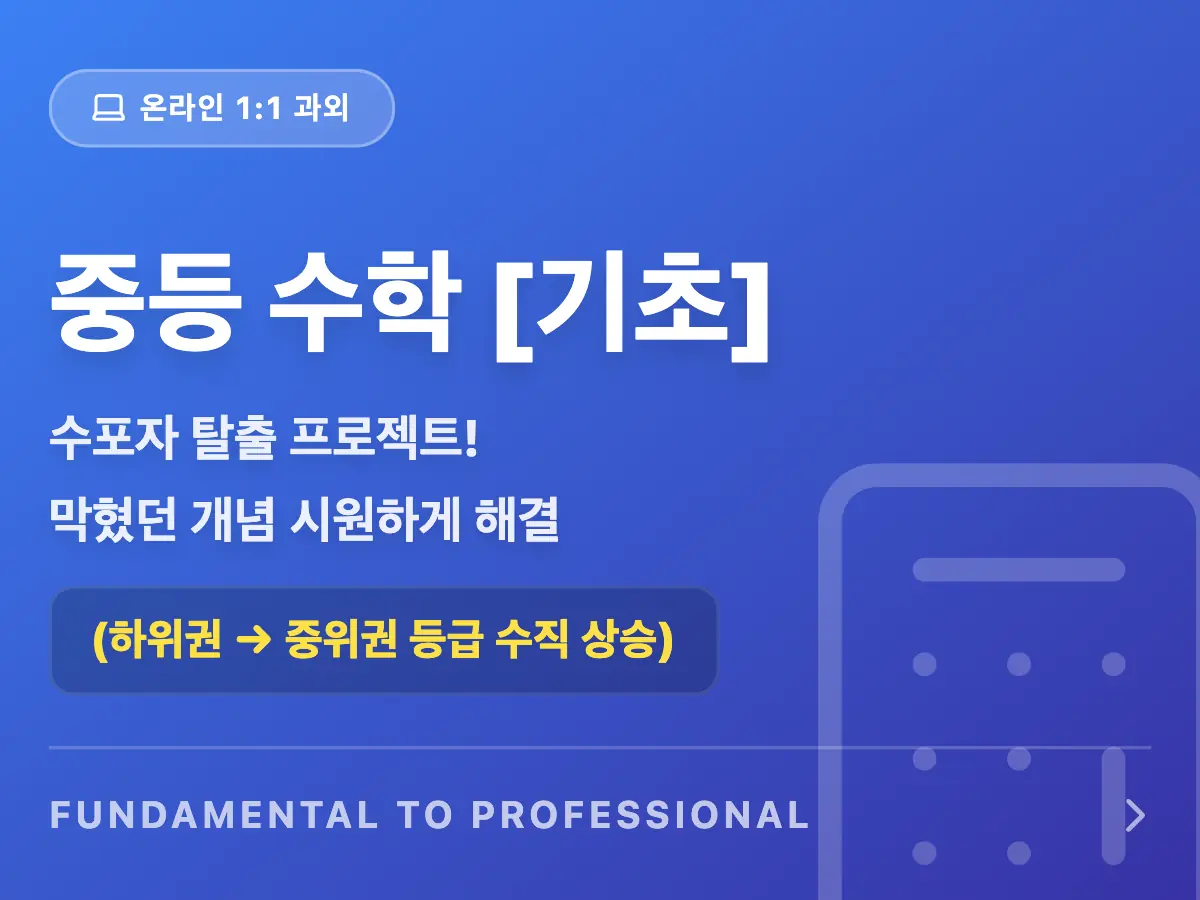 파인티처 김진아 선생님의 중등수학(전학년): 기초 🌱수업 썸네일 사진