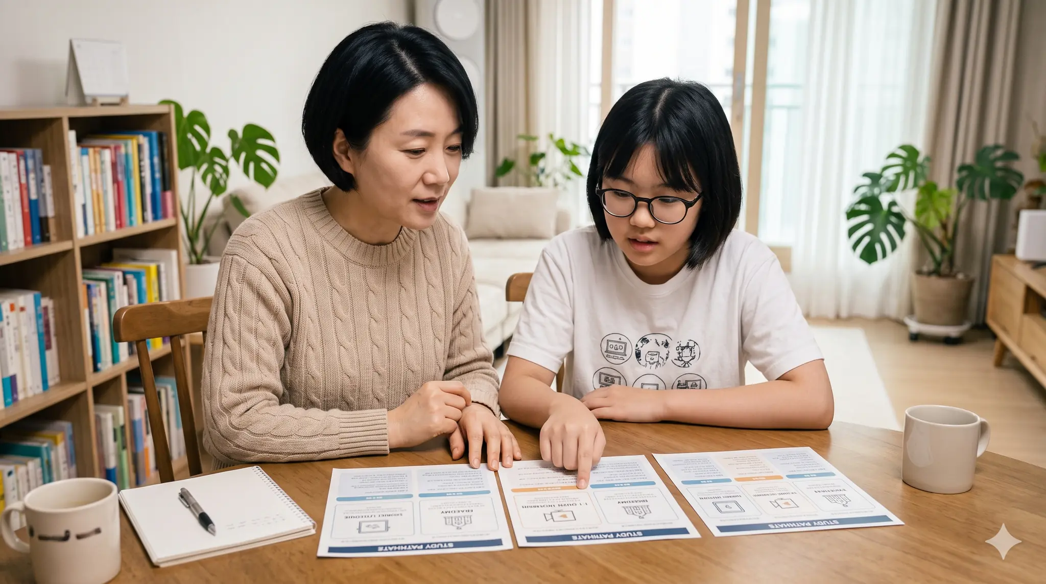 학원, 과외, 인강 세 가지를 비교하는 체크리스트 표 이미지