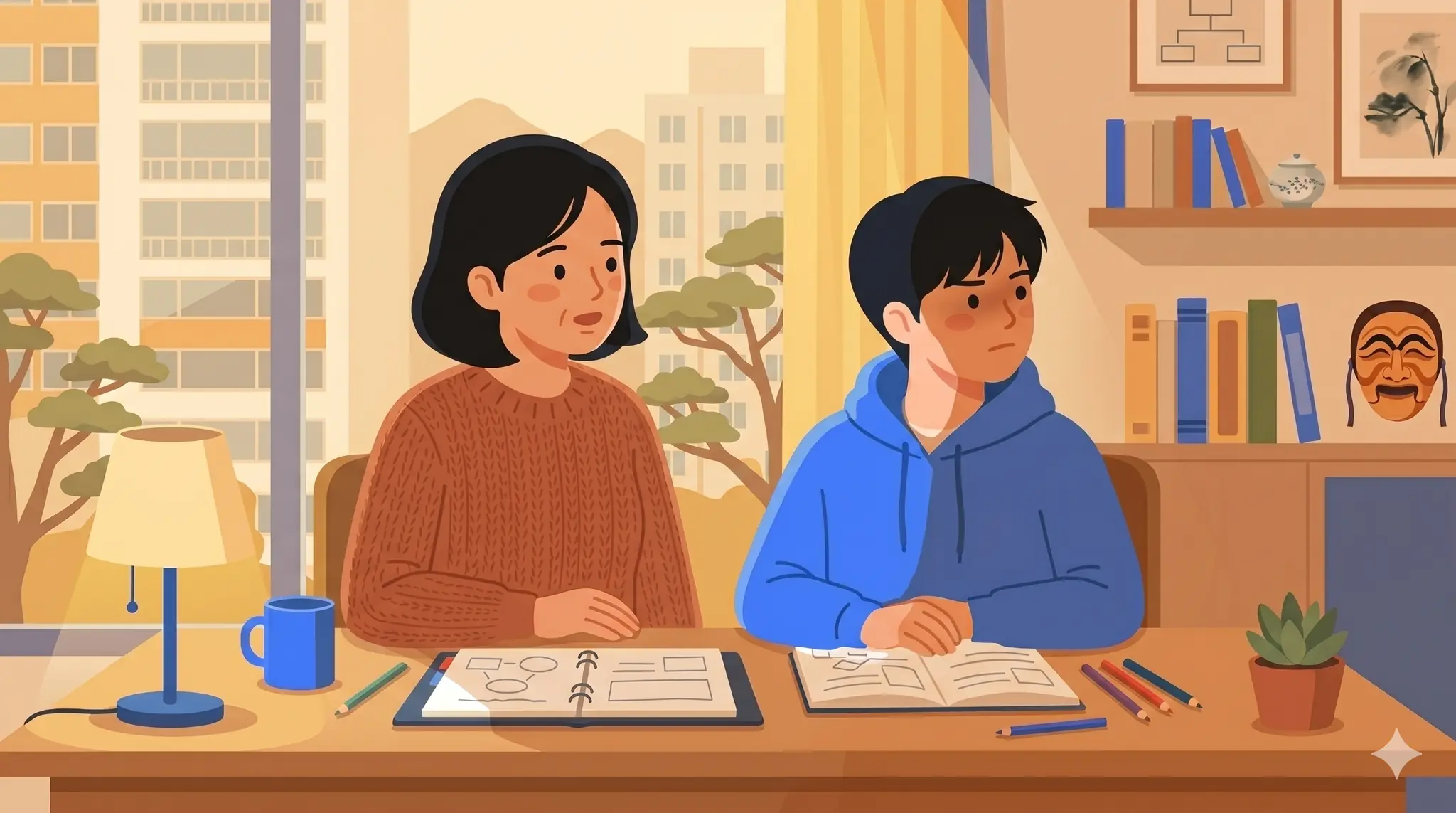 사춘기 청소년이 부모의 잔소리에 방문을 닫고 들어가는 모습