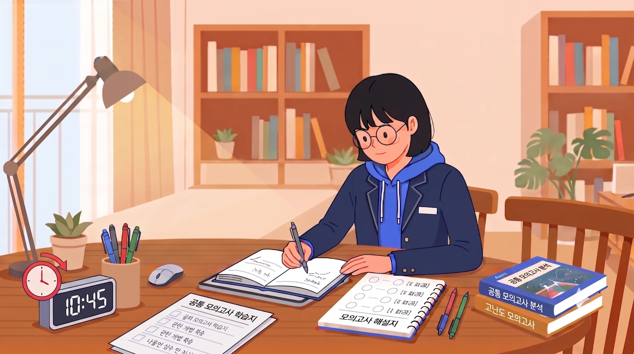 모의고사 오답을 오답노트에 정리하며 복습하는 수험생