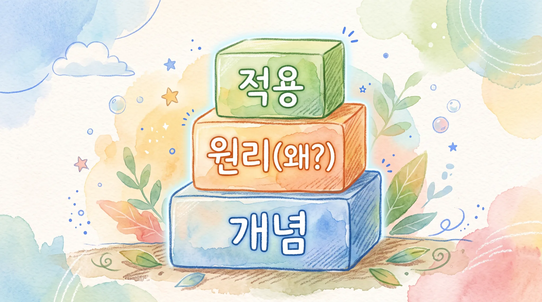 과학 공부의 3층 구조 개념도 개념 원리 적용