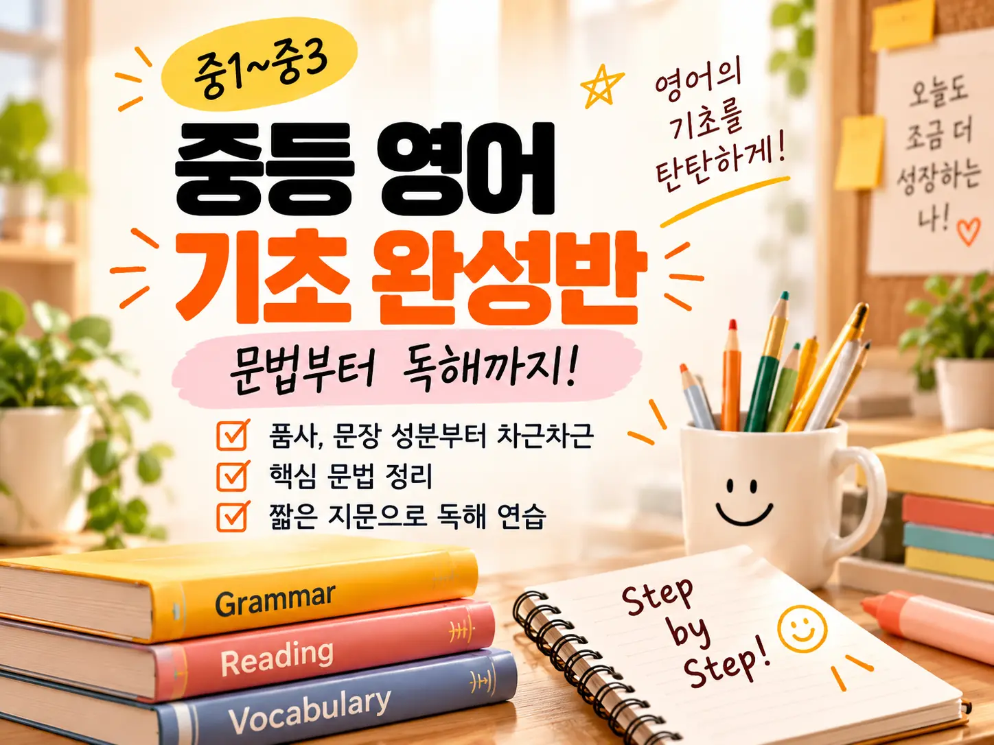 중등 영어 기초 완성반 문법부터 독해까지